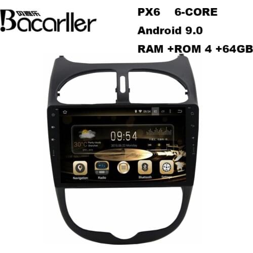 PX6 android 9.0 car radio multimedia for Peugeot 206 car stereo with 9 inch IPS screen/ DSP/ Radio /GPS Navigation