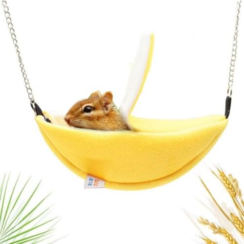 Banana Shape Pet Hamster Hammock Plush Cotton Nest Hanging Small Animal Hamster Warm House Pet Accessories