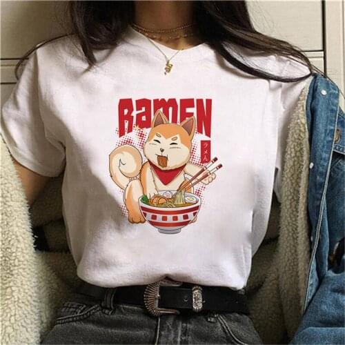 White Shirt Women Harajuku Casual t shirts Shiba Inu Tshirt Streetwear Graphic Tops Tee Gift 90s Lady Yong Girl Drop Ship