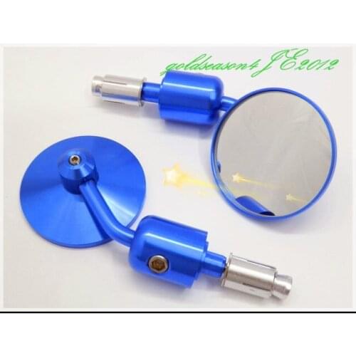 Freeshipping PAIR awesome Blue CNC Aluminum 3" Handle Bar End Mirrors 7/8" Motorcycle Side Rearview
