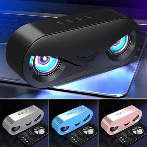 Cool Owl Design Bluetooth-compatible Speaker LED Flash Wireless Loudspeaker FM Radio Alarm Clock Support TF Card for Home Travel