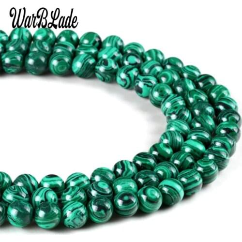 WarBLade Natural Stone Round Loose Stone Beads Malachite Beads 4mm 6mm 8mm 10mm 12mm 14mm DIY Necklace Bracelet Jewelry Making