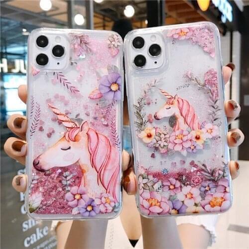 Glitter Liquid Dynamic Quicksand Unicorn Case For Samsung Galaxy S8 S9 S10 S20 S21 Plus Note 20 Ultra 8 9 10 Lite A9 A7 2018