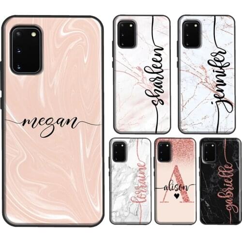 Custom Name Initials Rose Gold marble For Samsung Galaxy S20 FE S21 Ultra Note 20 Note 10 Plus S10e S8 S9 S10 Plus Phone Case