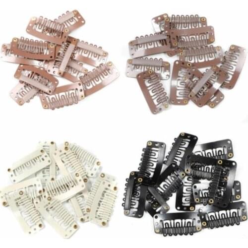 10 Pcs/set Black Hair Extension Clip U Shape Weave Toupee Wig 6 Teeth Snap-Comb Clips Styling Tools 32mm 4 Color Hat Fixing Tool