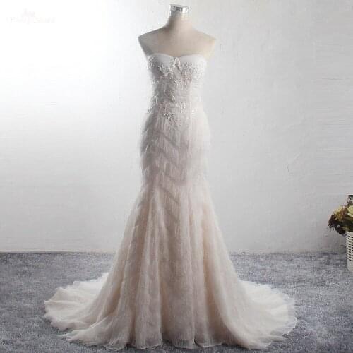 LZ359 Sexy Sweetheart Illusion Back Sleeveless Mermaid Wedding Dresses Shiny Bead Crystal Applique Long Bridal Dress