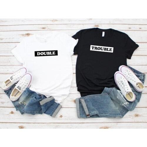 Skuggnas Double Trouble Best Friend Shirts Matching Bestie Best Friend T-shirt Gifts For Friends Cute Matching bff t shirts