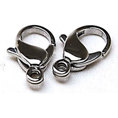 Quality Silver Tone Stainless Steel Lobster Claw Clasp 15*9*4mm 100pcs/Lot Stainless Slasp Lobster For Jewelry Making Finding