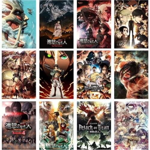 Japanese anime "Attack on Titan" canvas painting, artistic retro style posters and pictures decorate the living room and bedroom