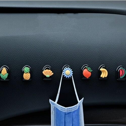 Kawaii Car Hook Car Seat Back Cartoon Mini Hook Creative Cute Car Sticky Hangers Organizer Hook Interior Car Accessories