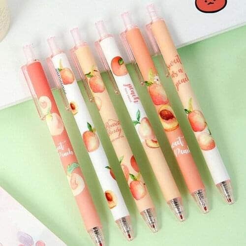 Cute Peach Mechanical Pen Kawaii Fruit 0.5 Black Ink Kids Pen Office Pen Novelty Ballpoint Stationery School Gift Automatic F3U8