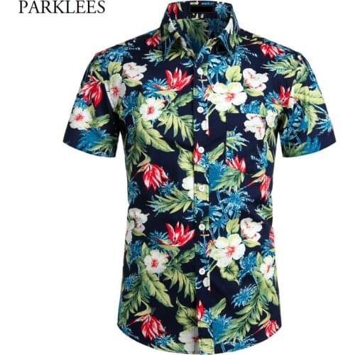 Mens Floral Hawaii Shirts 2020 Summer Beach Hawaiian Shirt Casual Loose Cotton Pocket Holiday Party Aloha Shirt Camisa Masculina