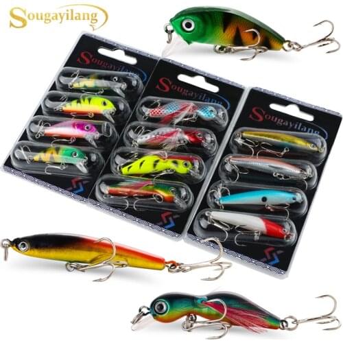 Sougayilang 4Pcs/Card Fishing Fishing Lure Set Wobbler Hard Fishing Baits Anti-corrosion Hook Bass Fishing Bait Fishing Tackle