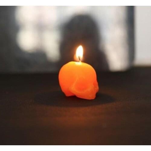 1PC Halloween Candles Small Smokeless Skeleton Terror Candle Red Brain Inside Skull Bleeding Skull Candle Home Party Decor