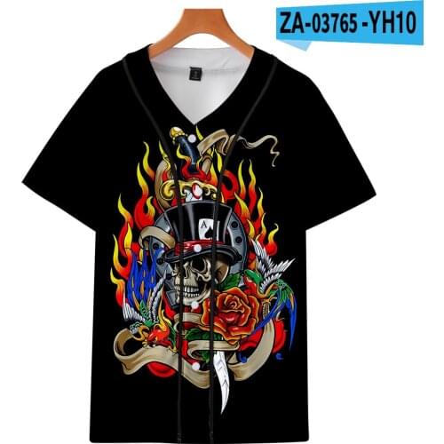 2021 new male/female childrens playing card digital printing thin short-sleeved baseball uniform summer fashion casual t shirt