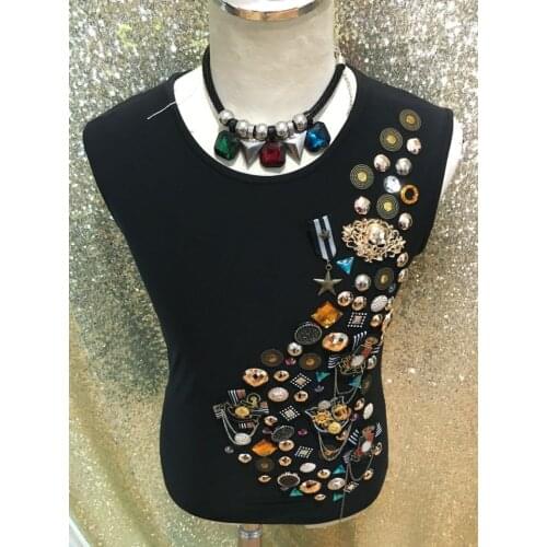 New Luxury Mens cool slim rivets decoration costumes Party show singer dance basic shirt Stage performance wear