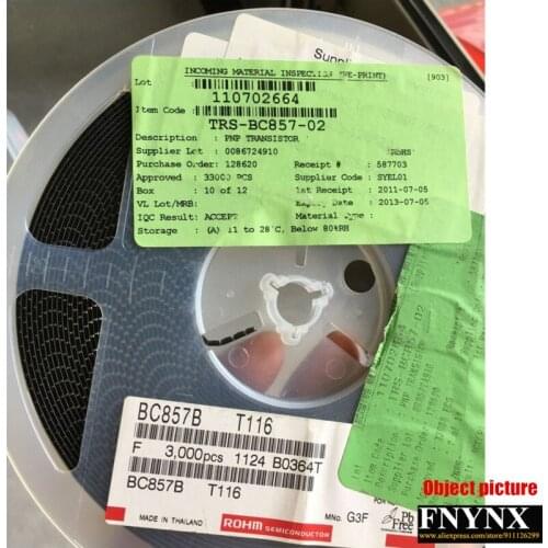 1PCS Roll Original Rohm PNP General Purpose Transistor BC857B T116 3000PCS/Roll SST3 Package Object Picture