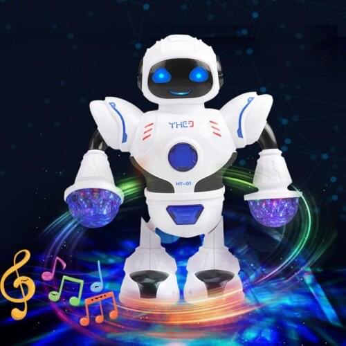 Dazzling Music Robot Shiny Educational Toys Electronic Walking Dancing Smart Space Robot Kids Music Robot Toys Anime Figure Gift