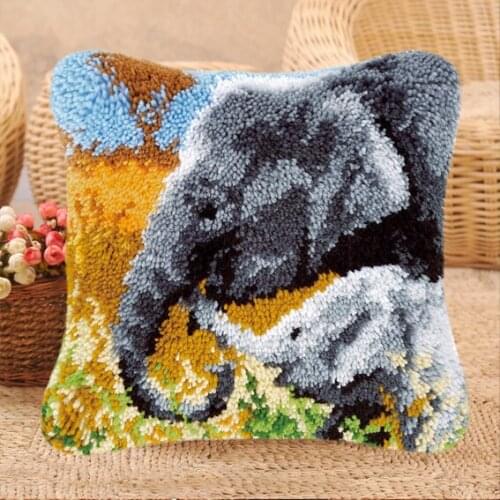 Animal Smyrna 3D Knooppakket Klink Haak Kleed Bloemen Latch Hook Pillow Do It Yourself Cross Stitch Pillows Borduurpakket Kussen
