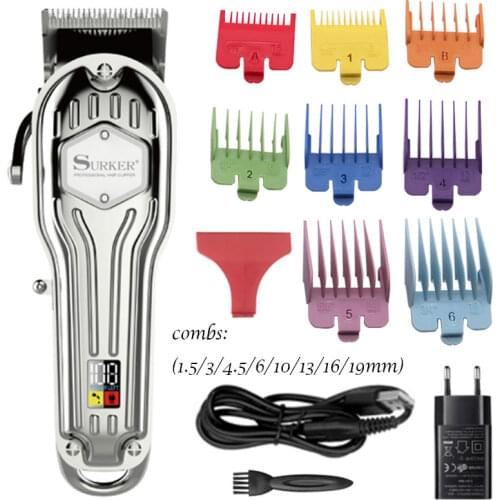 Cordless professional barber powerful hair trimmer hair cutting machine haircut beard electric hair clipper for men adjustable