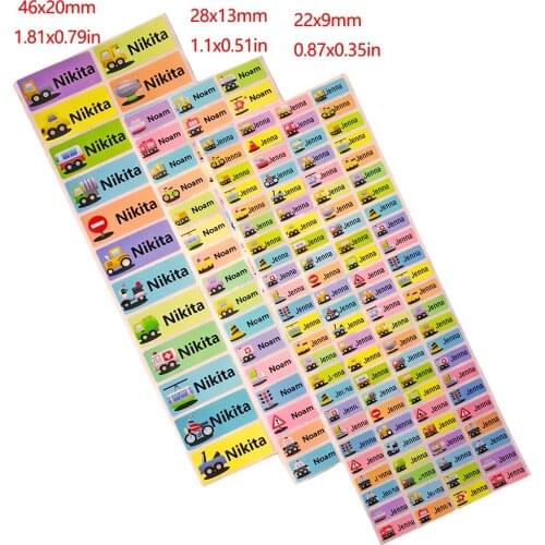 Custom Sticker Boy Cartoon Car Pattern Custom Personal Name Sticker Transport Waterproof Label Scrapbook School Stationery Label