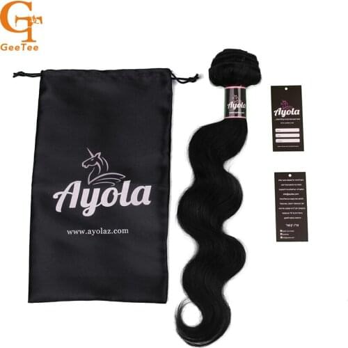 Custom hair extension bundles packaging sets,human virgin hair adhesive wrap stickers,price paper hang tags,satin packaging bags