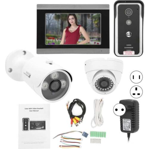 Wired Wifi Video Doorphone 7in Monitor Night Vision Intercom APP Remote with 2 AHD Cameras for Tuya 100-240V new
