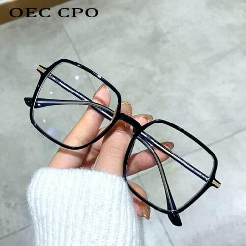 OEC CPO Transparent Square Glasses Women Fashion Anti-blue Eyeglasses Female Men Brand Designer Clear Lens Optical Glasses Frame