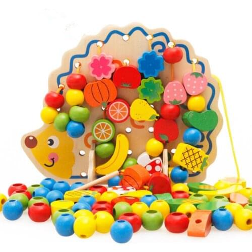 New 2 Types Can Choose 1 Set Learning Education Wooden Toys Hedgehog Fruit Beads Montessori Oyuncak Educational Toy For Children