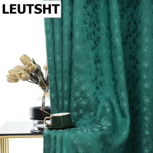 Luxury Green Blackout Curtains Thermal Insulated for Living Room Bedroom Thick Solid Curtain Window Treatment