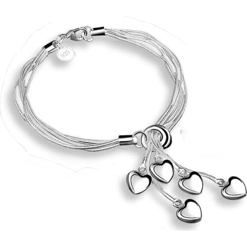 Luxury Charm bracelet ladies Sterling-Plata-Jewelry Pendant Chain Bangles sl40 pulseras de cuero viking bracciali donna