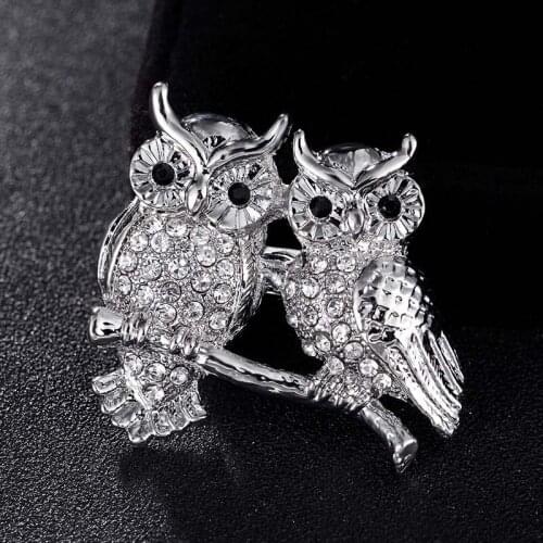 Two Owl Animal Brooches For Men Jewelry Fashion Women Kids Fashion Mens Hijab Pins Punk Brooch Pins Scarf pins Bags bijoux