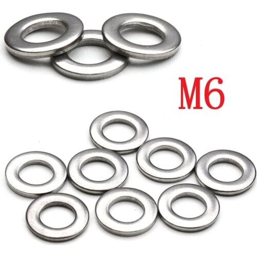 304 Stainless Steel M6 50PCS Flat Machine Washer Plain Washer Bolt For Hardware Accessories Kit