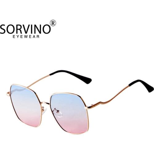 SORVINO Retro Large Square Big Frame Metal Ocean Lens Sunglasses New Fashion 2021 Sun Shade Female Glasses Black Design A0028