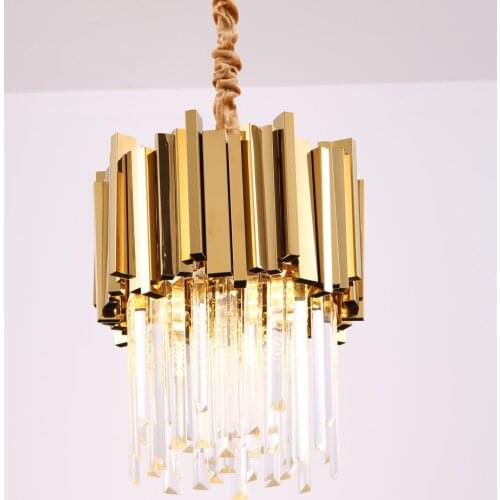 Modern Crystal Chandelier Lighting Dining Room Kitchen Island Bedroom Chain Loft Chandeliers Ceiling Gold/Chrome Light Fixtures