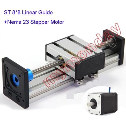 ST 8*8 Effective Travel Length Stroke 400mm 8MM T-screw Linear Guide Moving Motion Slide Rail+57 Nema 23 Stepper Motor CNC