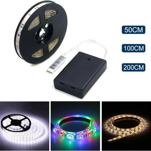 50CM 1M 2M Battery Powered LED Strip 3528 SMD Waterproof Flexible LED Strip String Light Warm White Cool White RGB