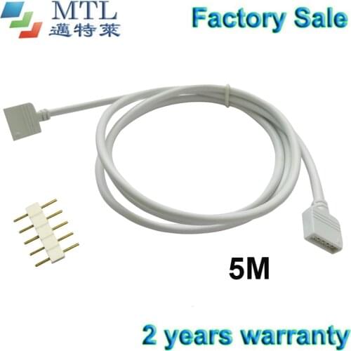 RGBW extension cable wire 5m long, 10 pcs/lot, 5 pin header connector female, for RGBW LED strip 10mm PCB, factory wholesale