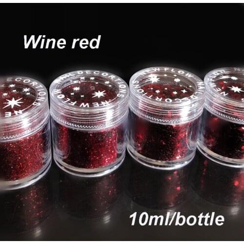 Wine Red 0.2/0.4/1/1.5mm UV Nail Glitter Powder Dust Platinum Shimmer Hexagon Sequins Powder 4 Sizes for Choose #408