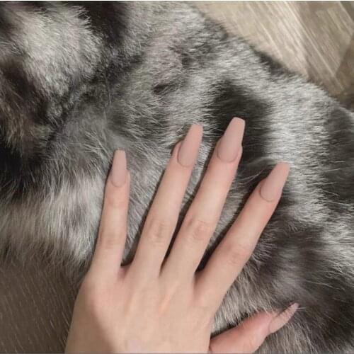 High-quality 24pcs/box Long Wearable Nail Art Pure Color Matte Ballet Fake Nails DIY Nail Decoration Supplies