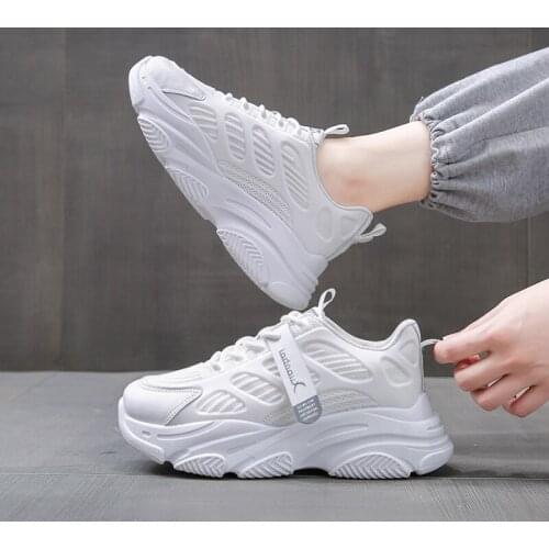 Platform Vulcanize Shoes Womens Chunky Sneakers Thick Bottom Fashion Breathable Casual Running Shoe for Woman Female 2021