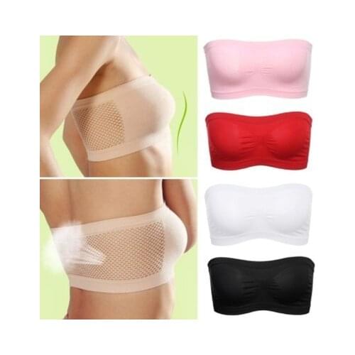 Women Seamless Strapless High Elastic Wrapped Invisible Strapless Soft Chest Wraps Tube Tops Push Up Bra Breathable Crop Top
