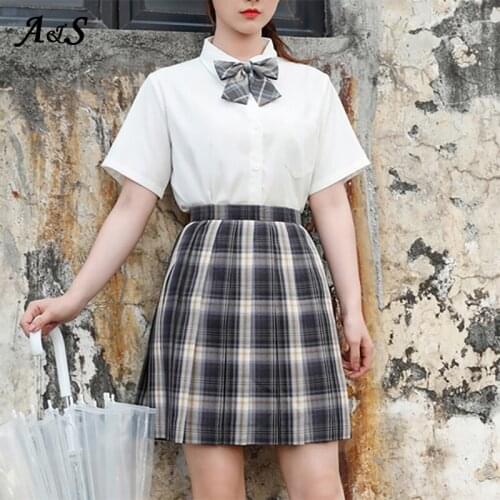 Anbenser 3 piece set Japanese Harajuka Pleated Skirt Bow Knot Summer High Waist Preppy Girls Dance Women kawaii Sailor Suits