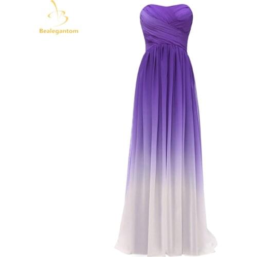 Bealegantom Gradient Purple Chiffon Evening Dresses 2021 With Sequin Long Ombre Formal Prom Party Gown For Women QA1612