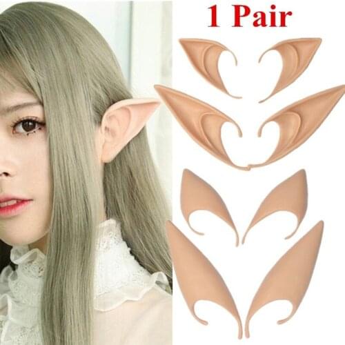 1Pair Cosplay Halloween Latex Ears Latex Elf Ears Simulation False Ears Props Fairy Dress Up Hook Christmas Decor Adult Toys