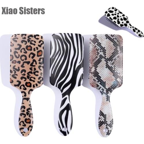 1 pc leopard print zebra milk comb suitable for wet or dry hair cushion comb hair brush scalp massage salon hairdressing