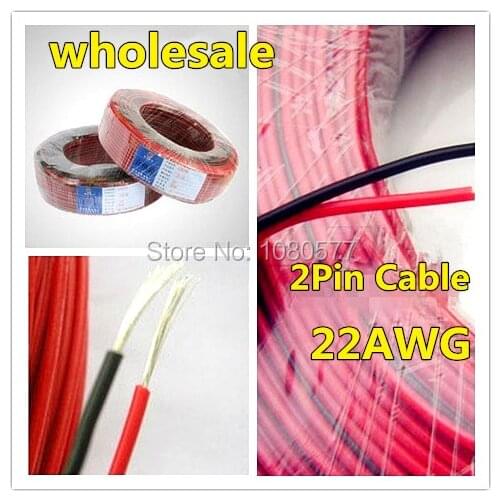100meters/lot, Red Black 2pin Wire, 22awg PVC Tinned Copper Insulated Wire, Extension Electrical Cable