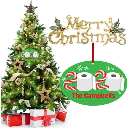 2020 Christmas Toilet Paper Wooden Ornament for Home Decoration