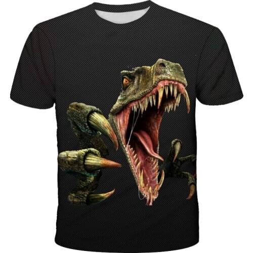 2021 4-14Y Summer Kids T-Shirt Animal Printing Boy Girls T-Shirt 3D Dinosaur Gift Pleasantly Baby Tops