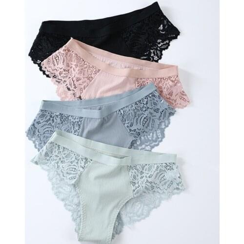 3 Pcs Cotton Panties Sexy Panty Briefs Lace Panties Women Underwear Lingerie Panties for Female Ladies Floral Pantys Underpants